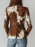 ALESSIA | Blazer Vintage con Estampado de Vaca Eco-Responsable