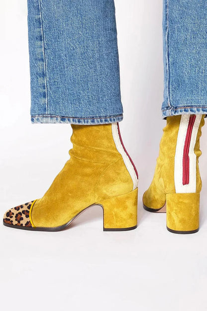 Donatella™ | Botines con Tacón de Punta Cuadrada
