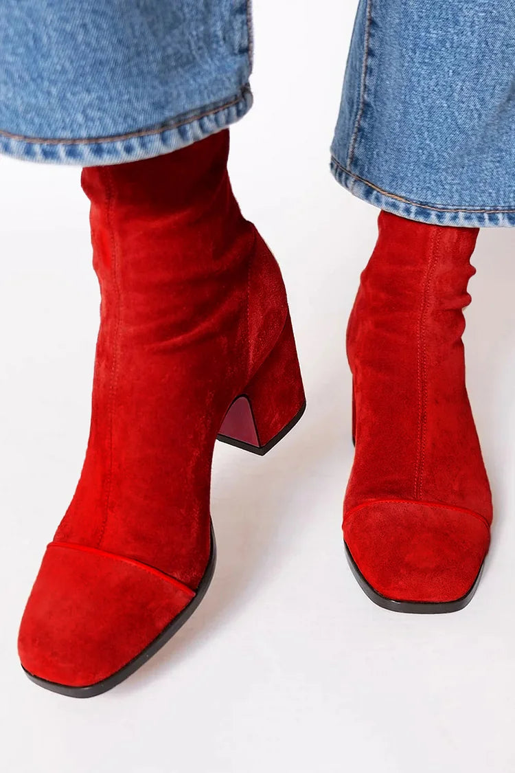 Donatella™ | Botines con Tacón de Punta Cuadrada