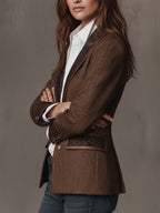 FRANCESCA | Blazer con Inserciones Impresas en Espiga