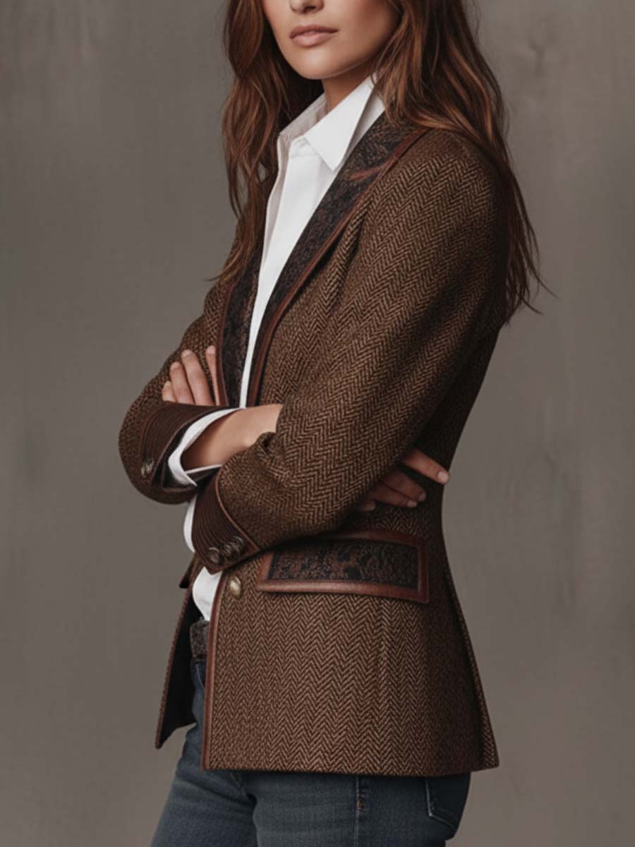 FRANCESCA | Blazer con Inserciones Impresas en Espiga