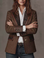 FRANCESCA | Blazer con Inserciones Impresas en Espiga