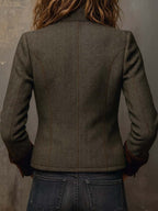 BELLA | Blazer Vintage de Pata de Gallo con Perfiles en Contraste