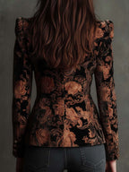 SOFIA | Blazer Sartorial con Estampado Floral Negro y Bronce