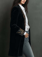 CAMILLA | Blazer Ajustado con Estampado Barroco Negro