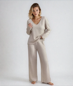 HABAN | Conjunto de dos piezas con pantalones rectos y top con escote en V