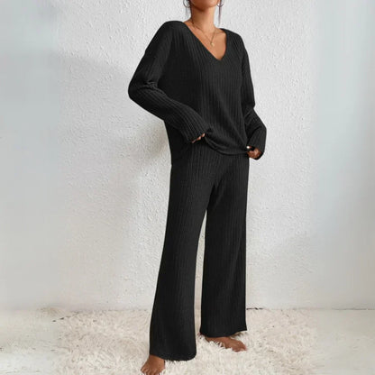 HABAN | Conjunto de dos piezas con pantalones rectos y top con escote en V