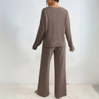 HABAN | Conjunto de dos piezas con pantalones rectos y top con escote en V