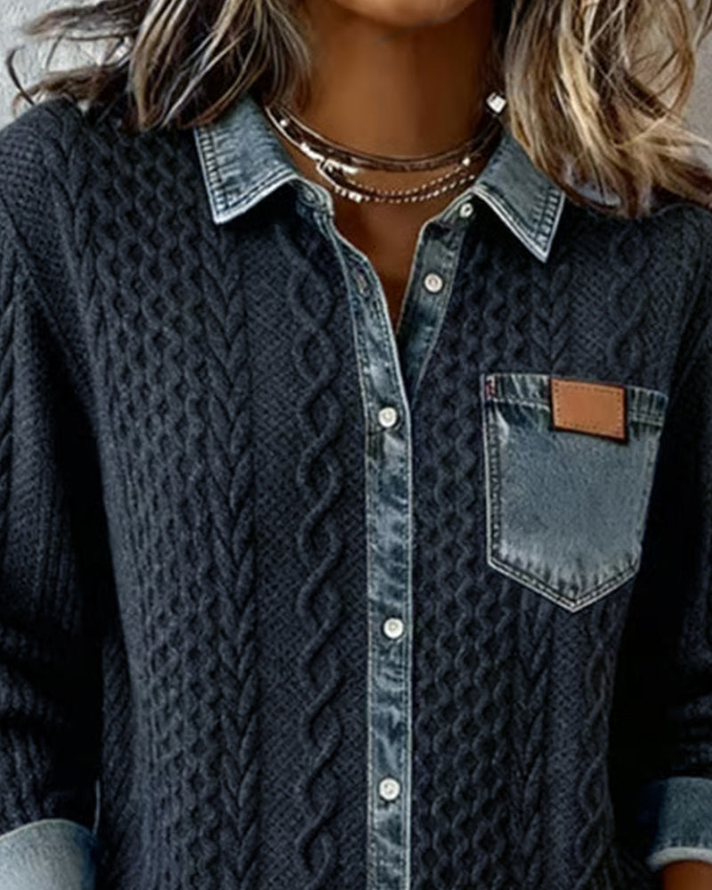 ELOISE | Camisa de punto elegante con detalles vaqueros