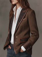FRANCESCA | Blazer con Inserciones Impresas en Espiga
