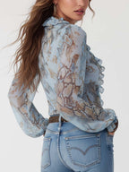 Marina · Blusa fruncida con cremallera dorada
