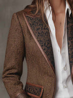 FRANCESCA | Blazer con Inserciones Impresas en Espiga