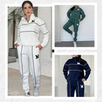 Conjunto de sudadera casual de 2 piezas con línea