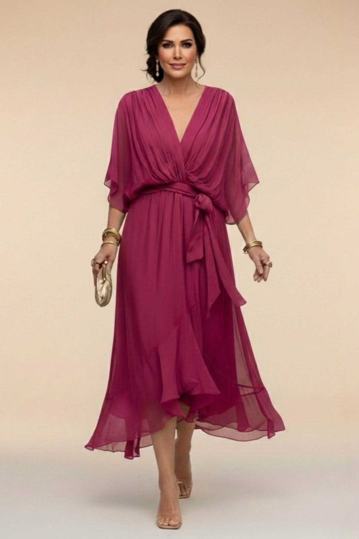 ESTEFFI | Vestido de Chiffon con escote en V