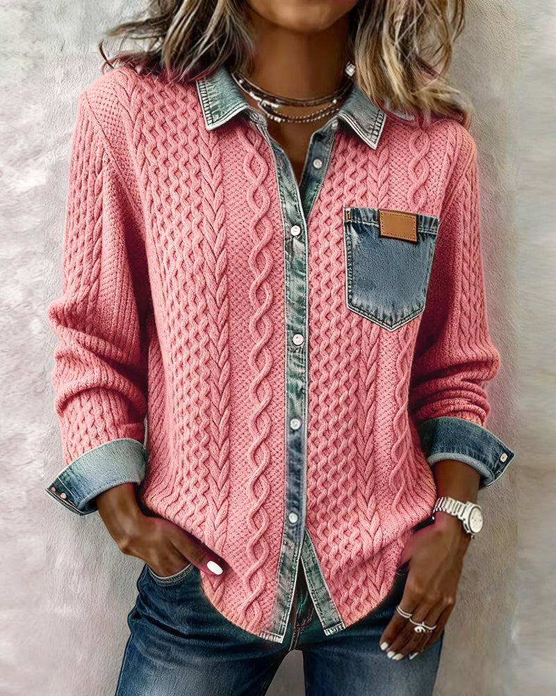ELOISE | Camisa de punto elegante con detalles vaqueros