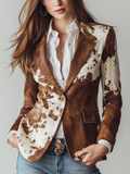 ALESSIA | Blazer Vintage con Estampado de Vaca Eco-Responsable
