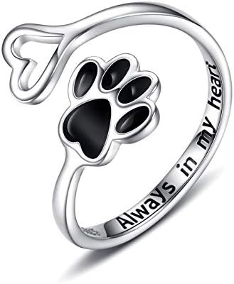 Anillo hecho a mano con pata y corazón