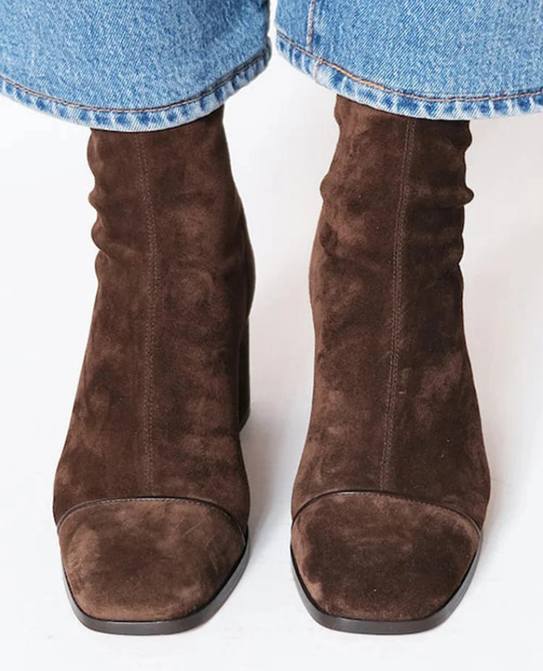 Donatella™ | Botines con Tacón de Punta Cuadrada