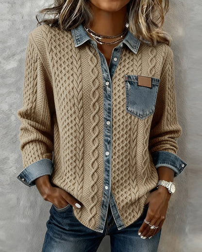 ELOISE | Camisa de punto elegante con detalles vaqueros