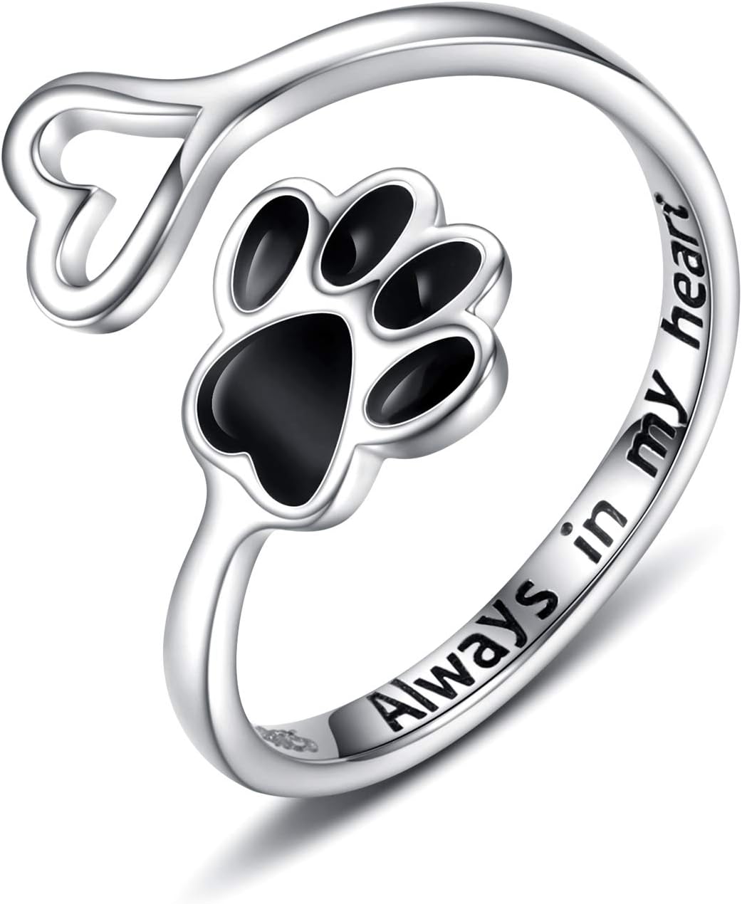 Anillo hecho a mano con pata y corazón