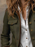 BELLA | Blazer Vintage de Pata de Gallo con Perfiles en Contraste