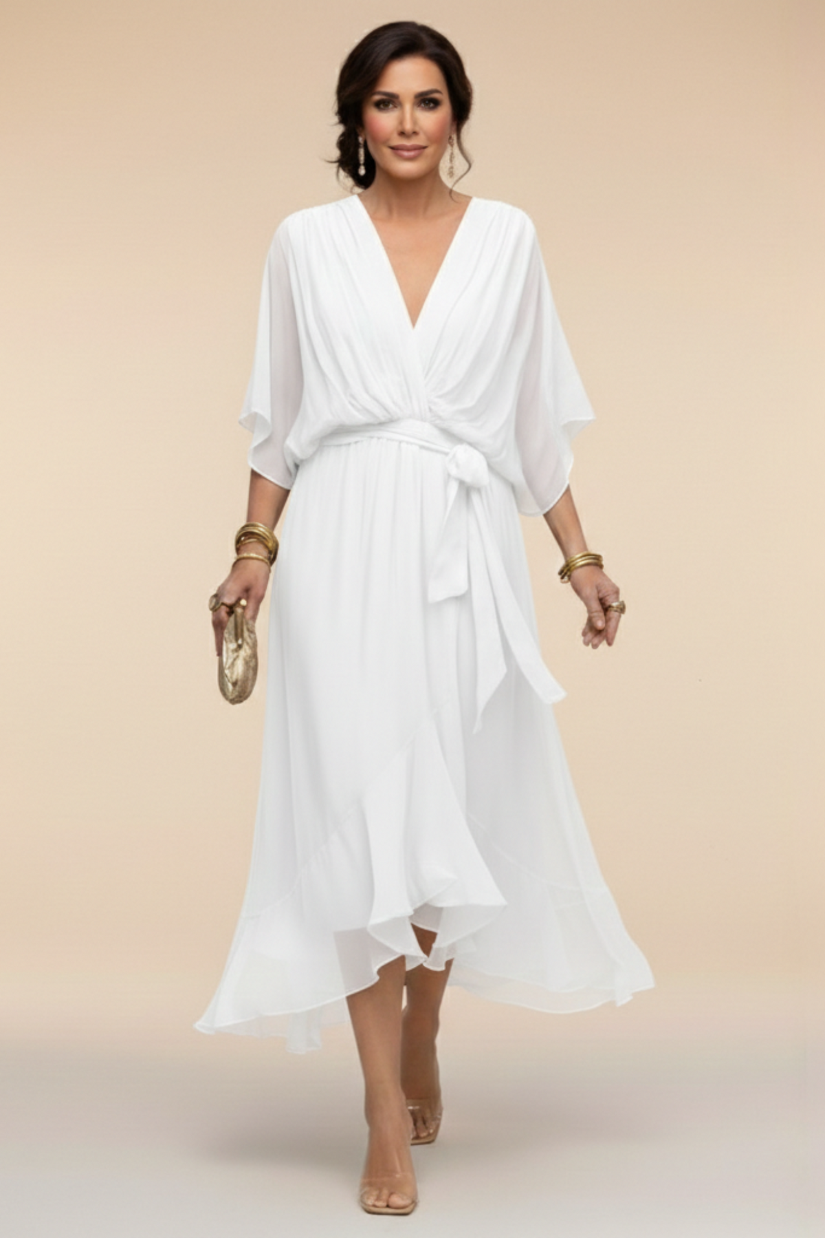 ESTEFFI | Vestido de Chiffon con escote en V