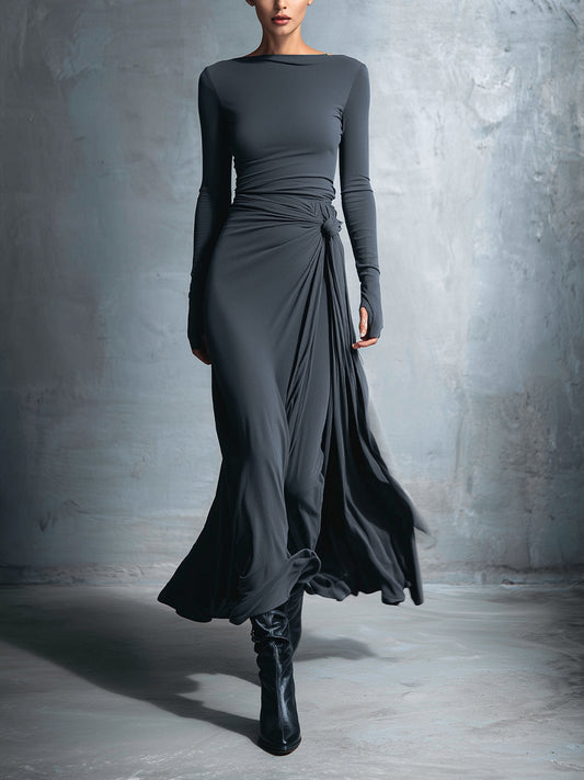 VITTORIA | Vestido maxi con nudo lateral