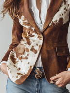 ALESSIA | Blazer Vintage con Estampado de Vaca Eco-Responsable