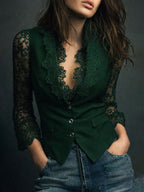 VITTORIA | Blazer Negro con Mangas Semi-Transparentes