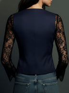 VITTORIA | Blazer Negro con Mangas Semi-Transparentes