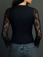 VITTORIA | Blazer Negro con Mangas Semi-Transparentes