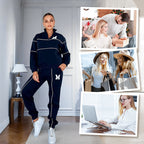 Conjunto de sudadera casual de 2 piezas con línea