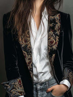 CAMILLA | Blazer Ajustado con Estampado Barroco Negro