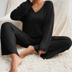 HABAN | Conjunto de dos piezas con pantalones rectos y top con escote en V