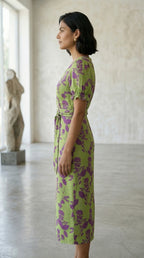 ALMA | Vestido Maxi con Nudo Frontal y Estampado Floral Delicado