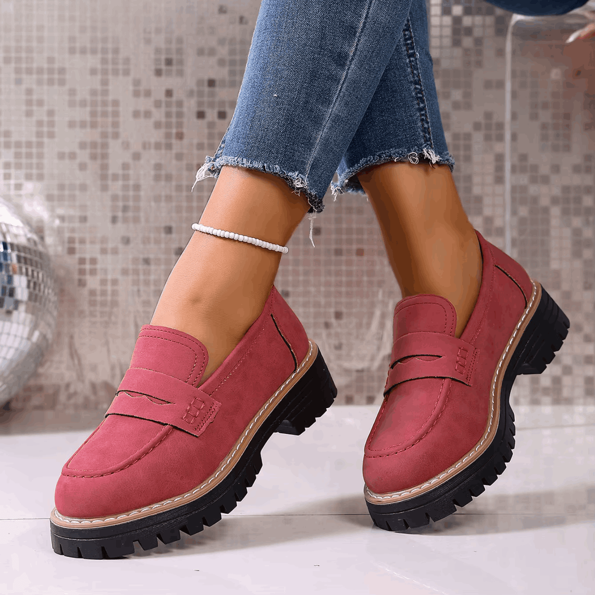 ALEXIA | Mocasines con plataforma de estilo universitario