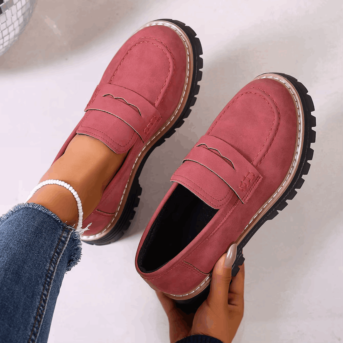 ALEXIA | Mocasines con plataforma de estilo universitario