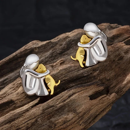 Pendientes Hug bicolor de plata y oro
