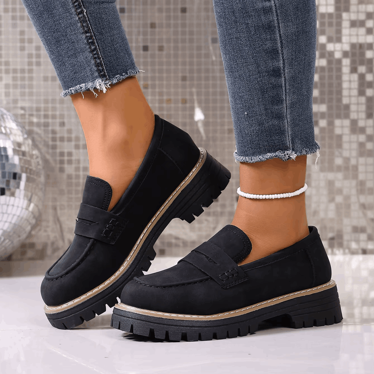 ALEXIA | Mocasines con plataforma de estilo universitario