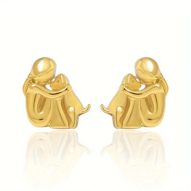 Pendientes Hug bicolor de plata y oro