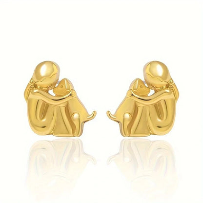 Pendientes Hug bicolor de plata y oro