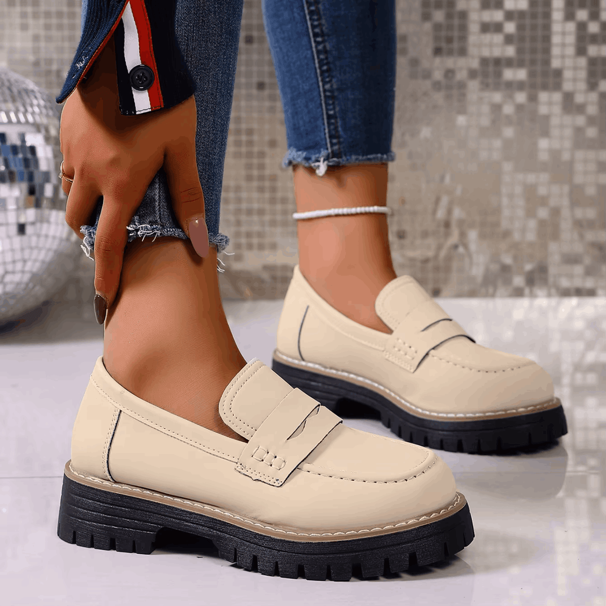 ALEXIA | Mocasines con plataforma de estilo universitario