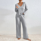 HABAN | Conjunto de dos piezas con pantalones rectos y top con escote en V