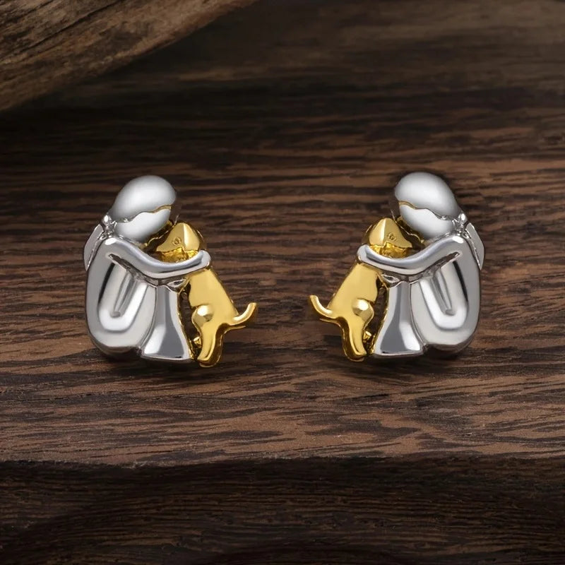 Pendientes Hug bicolor de plata y oro