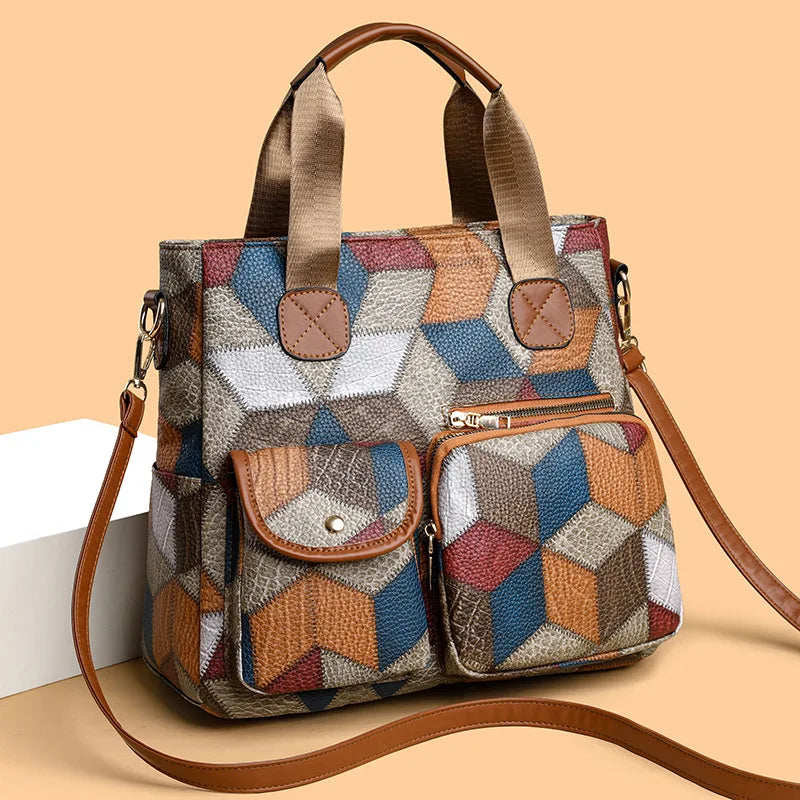 PATCH | Bolso de mano de piel mosaico