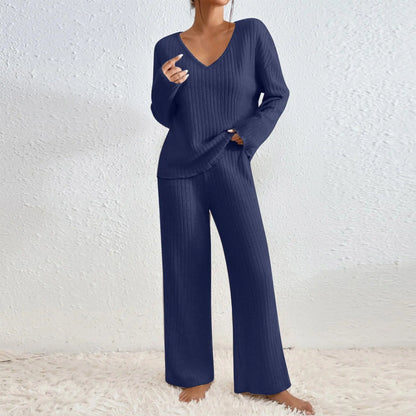 HABAN | Conjunto de dos piezas con pantalones rectos y top con escote en V