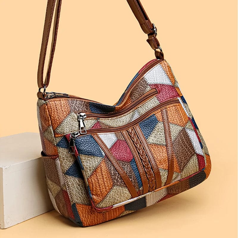 PATCH | Bolso de mano de piel mosaico