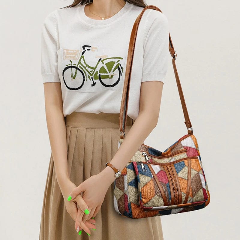 PATCH | Bolso de mano de piel mosaico