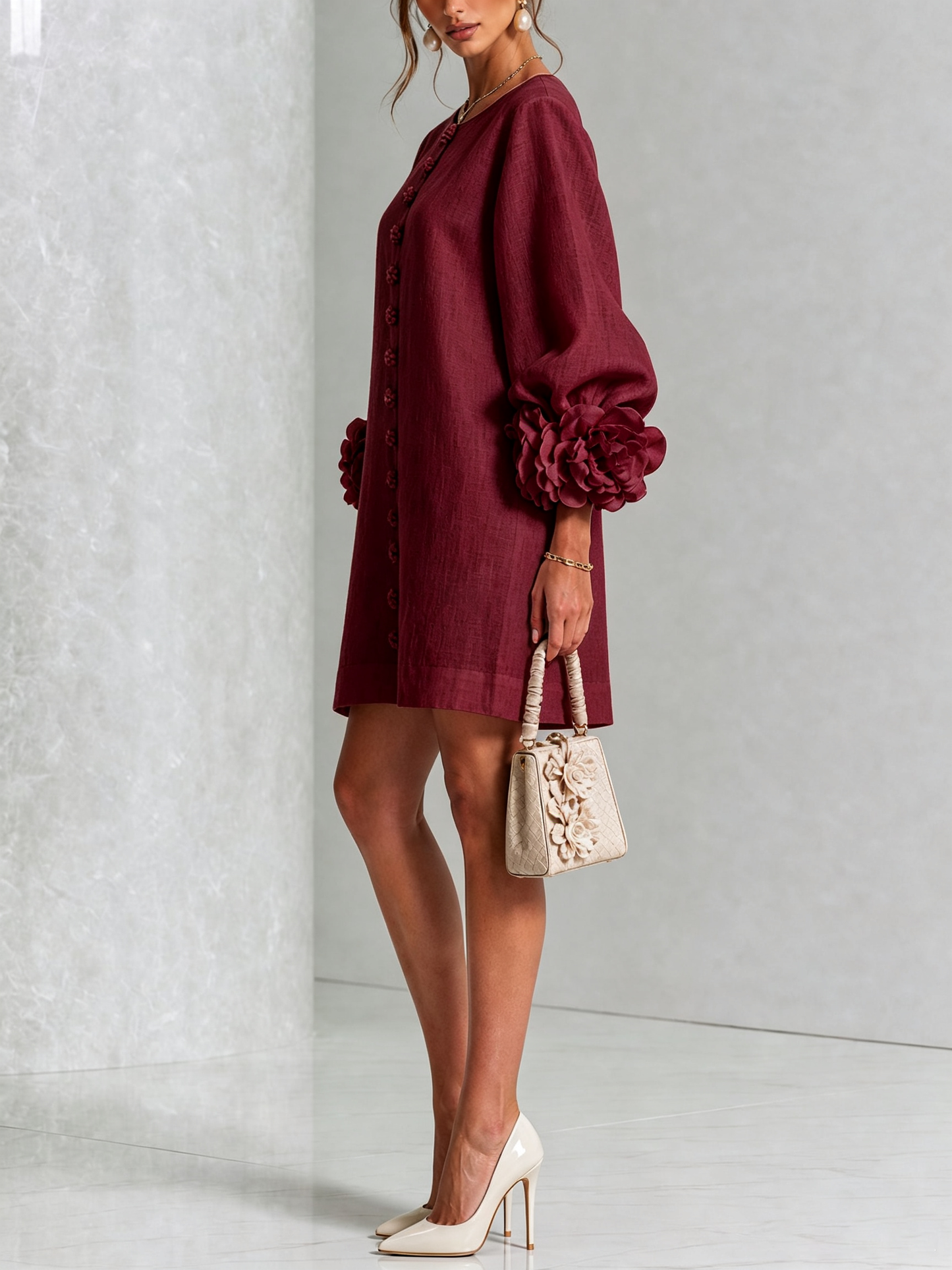 VALENTINA | Vestido Mini con Puños de Roseta