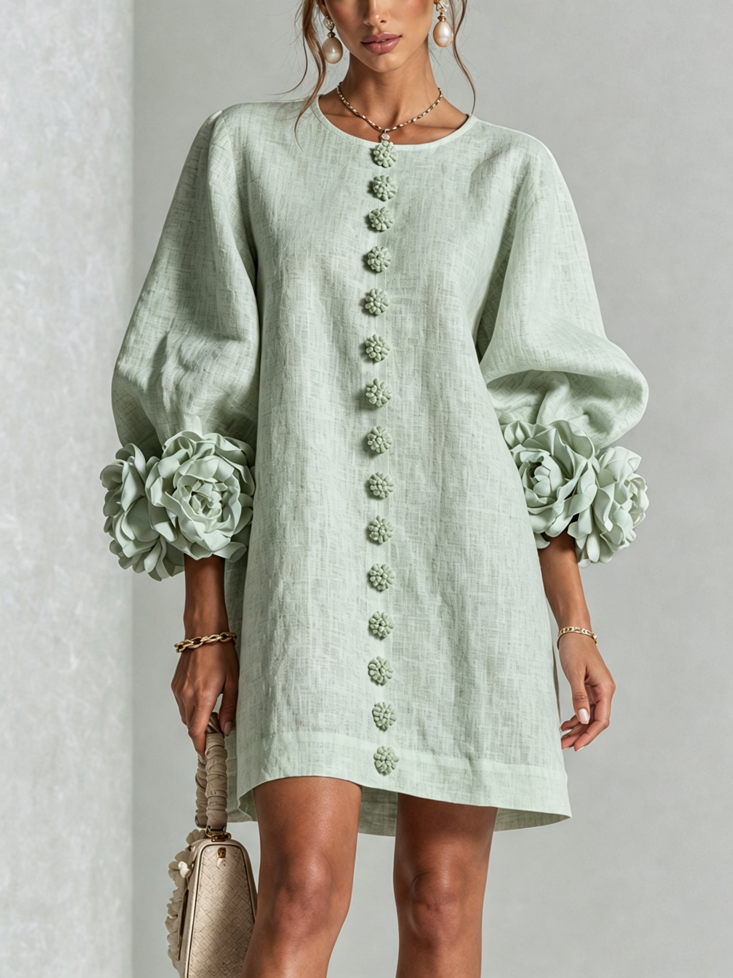 VALENTINA | Vestido Mini con Puños de Roseta
